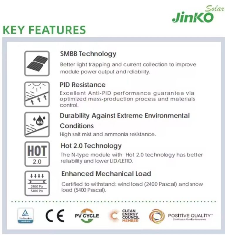 Ηλιακό πάνελ Jinko 550watt 540w 545w 550w μονοπροσωπικά ηλιακά πάνελ